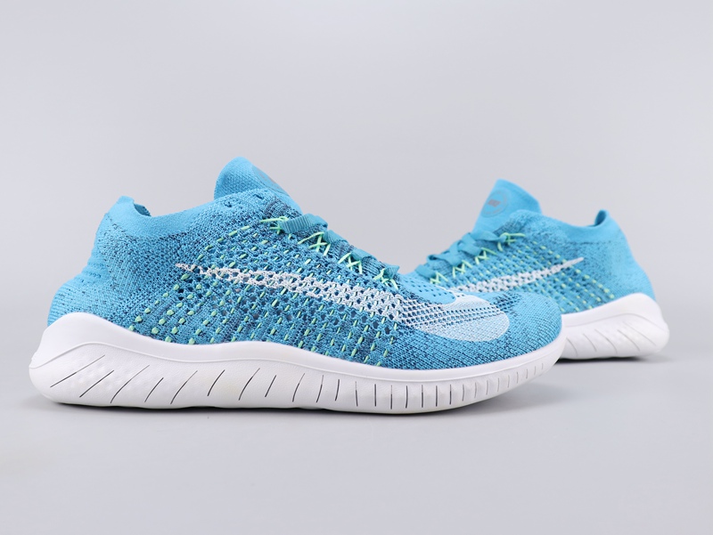 2020 Nike Free Rn Flyknit 2018 Blue White Running Shoes